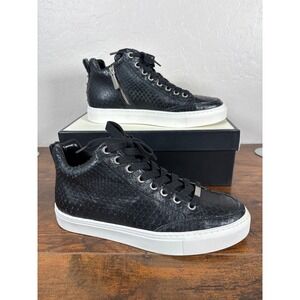 J/Slides NYC Leesa Cut Black Embossed Leather High Top Studded Sneakers 7.5 M